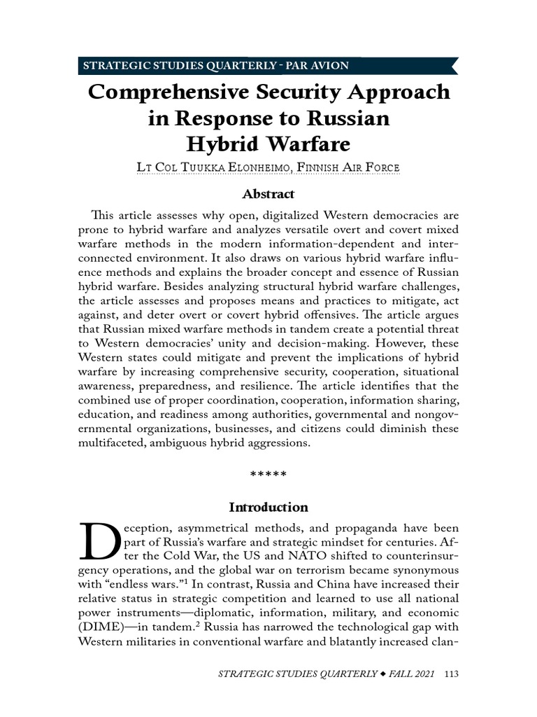 Comprehensive Security Approach in Response To Russian Hybrid Warfare ...