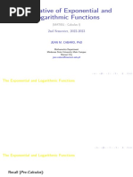 Derivative of Exponential and Logarithmic Functions: 2nd Semester, 2022-2023