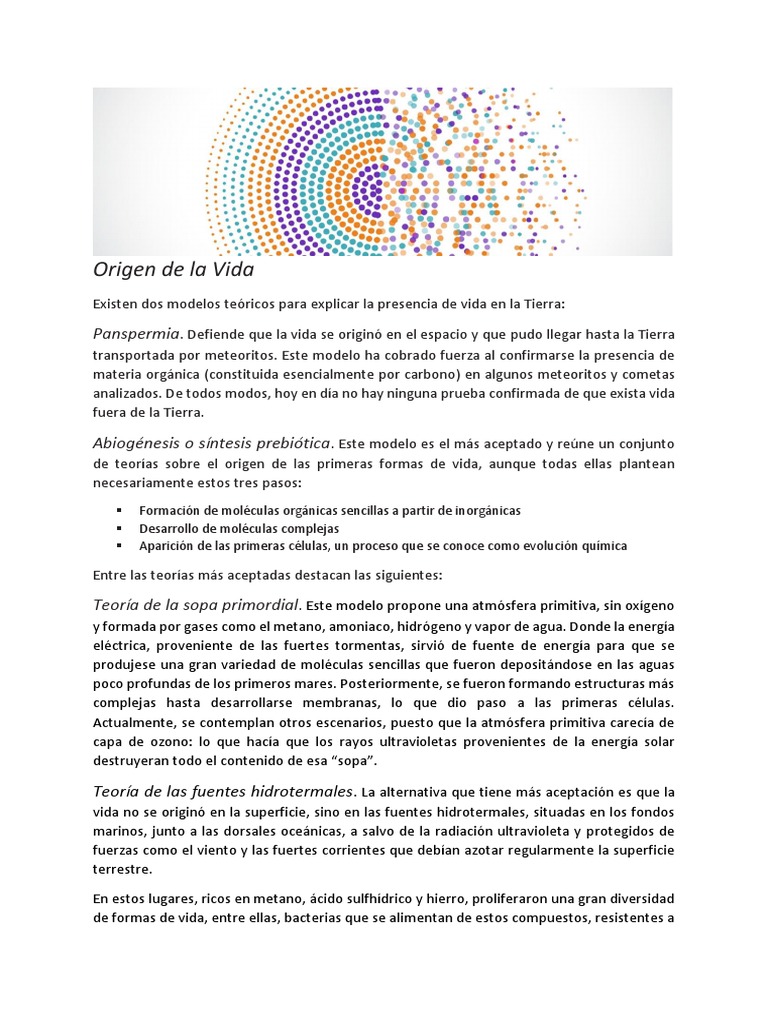 Orígenes de la Vida y Evolución | PDF | Evolución | Seleccion natural