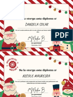 Certificado Horizontal Lista de Santa Divertido Rojo y Blanco