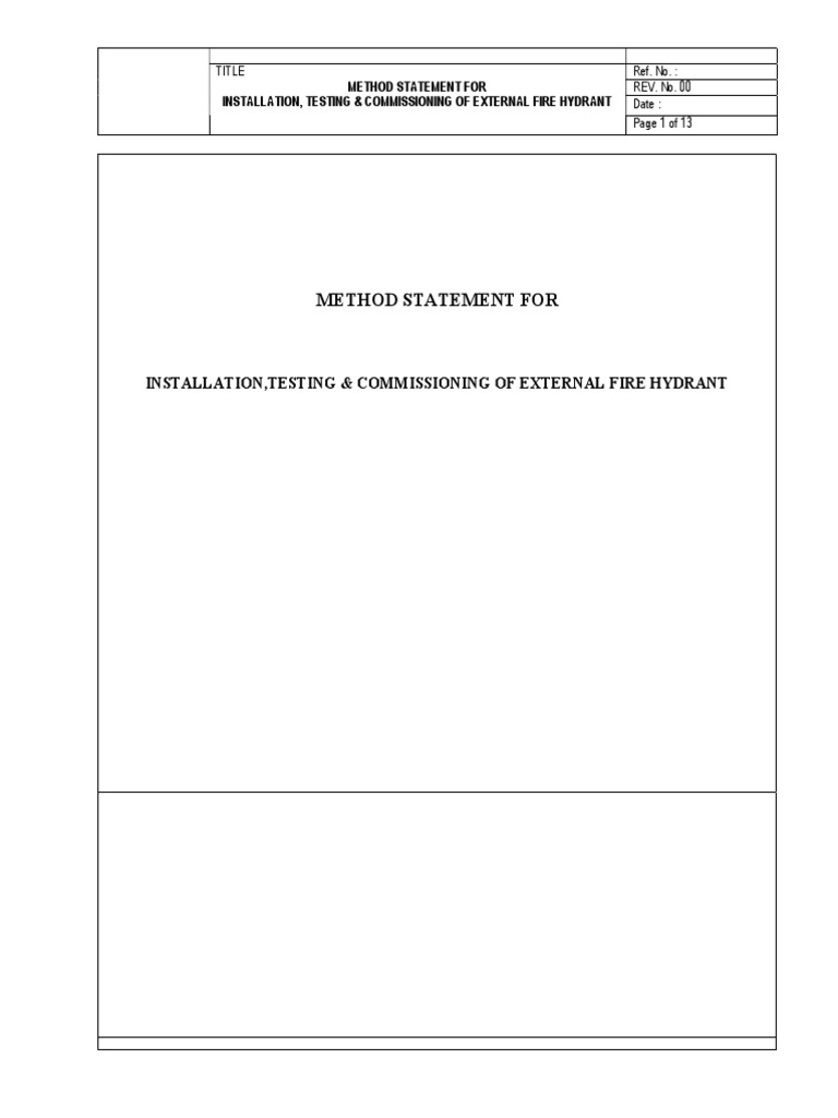 Method Statement for Installationtesting Commissioning of External Fire