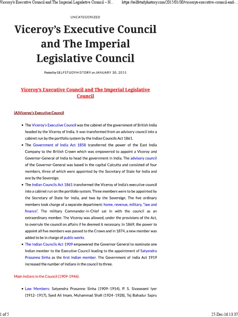 Viceroy's Executive Council and The Imperial Legislative Council PDF