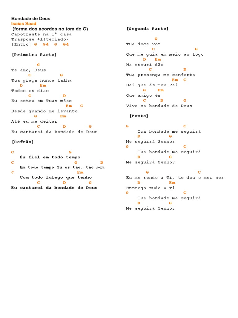 Bondade de Deus Cifra G PDF