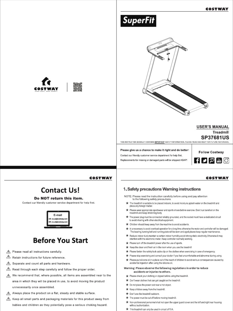 Superfit SP37681US Treadmill Manual PDF