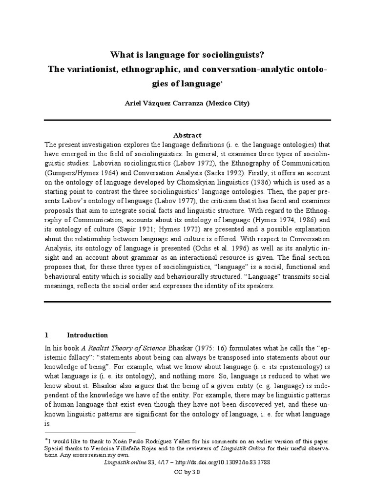 What is language for sociolinguists the variationist ethnographic