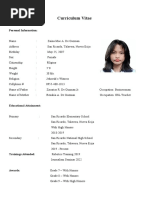 Curriculum Vitae: Personal Information