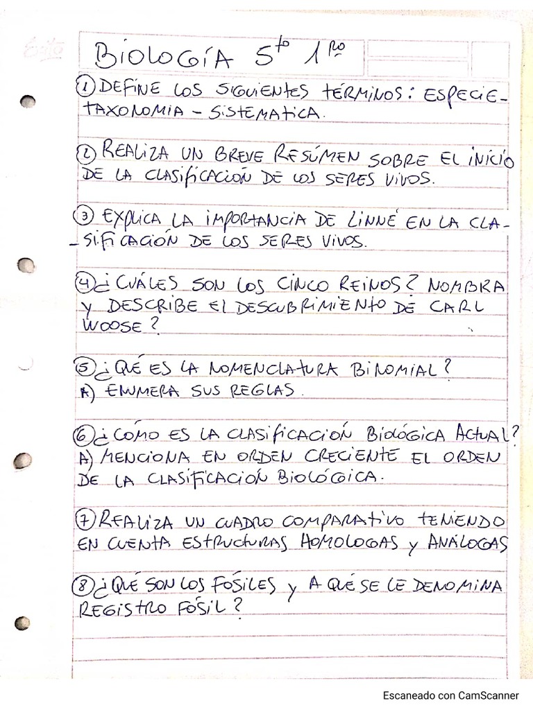 ACTIVIDAD BIOLOGÍA 5to 1ra PDF