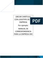 Ubicar Carátula, Con Logotipo de La Empresa Por Ejemplo: Manual de Correspondencia para La Empresa XXX