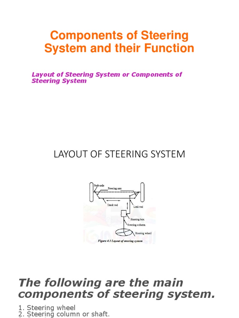 Components of Steering System and Their Function PDF Steering Axle