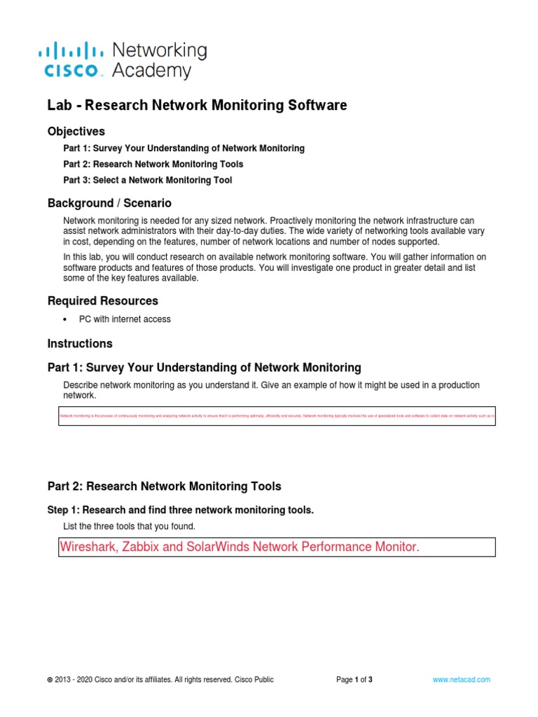 Network Monitoring Software Research Lab | PDF | Computer Network ...