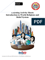 Learning Activity Sheets Introduction To World Religions and Belief System