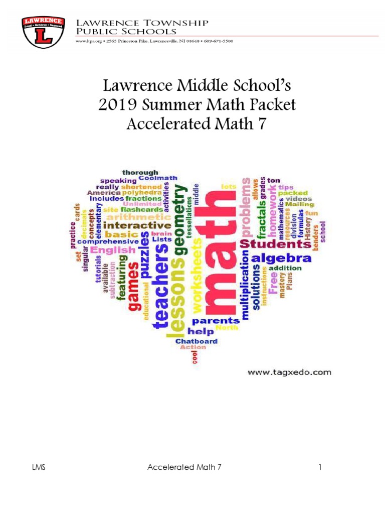 Math 7 Accelerated Summer Packet 2019 | PDF | Ratio | Cartesian