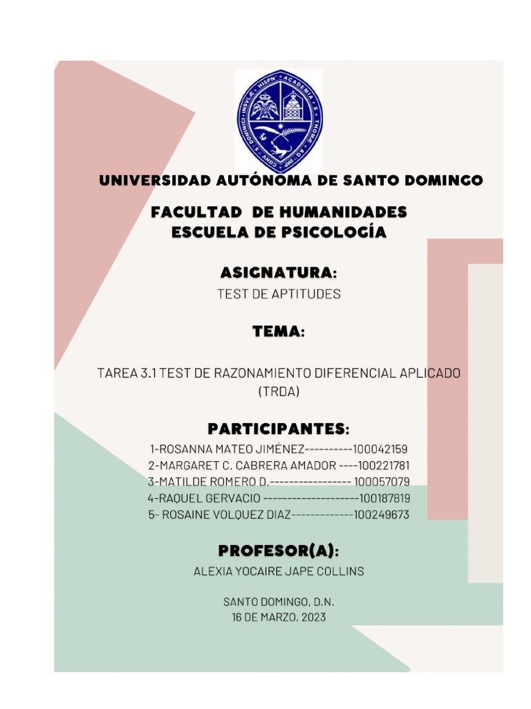 Esquema y análisis del test TRDA | PDF | Ingeniería | Sicología