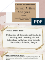 Journal Article Analysis: LIT 4: Survey of Afro-Asian Literature
