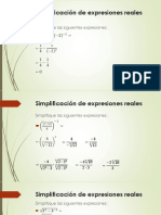 Simplificación de Expresiones Reales: Simplifique Las Siguientes Expresiones