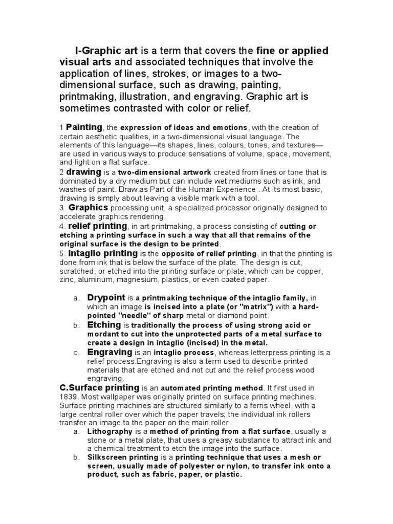Arts Appreciation PDF Printmaking Drawing