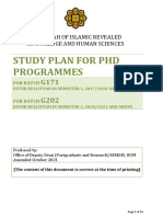 Study Plan For PHD Programmes: Kulliyyah OF Islamic Revealed Knowledge AND Human Sciences
