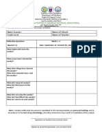 Proposed Daily Learning Log For Home Learning