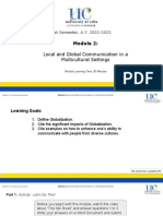 Local and Global Communication in A Multicultural Settings: 1st Semester, A.Y. 2022-2023