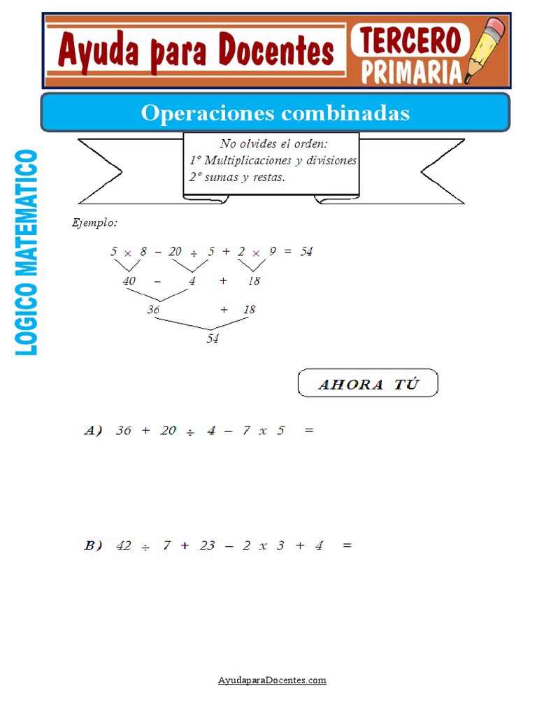 Ejercicios de Operaciones Combinadas 3º | PDF | Métodos y materiales de ...
