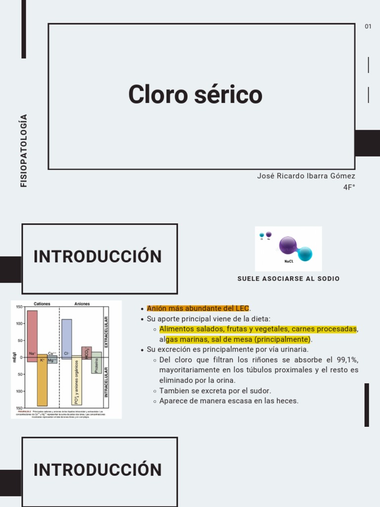 Cloro sérico Fisiopatología, distribución y casos clínicos PDF