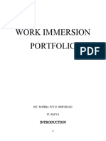 Work Immersion Portfolio: By: Sophia Ivy E. Servidad 12-MAYA