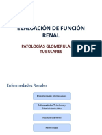 Evaluación de Función Renal: Patologías Glomerulares Y Tubulares