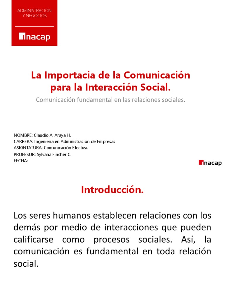 Interaccion Social y La Comunicación (Presentacion) | PDF ...
