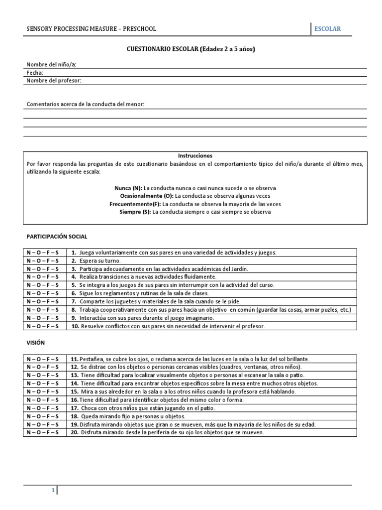 SPM Escolar de 2 A 5 Años | PDF | Comportamiento