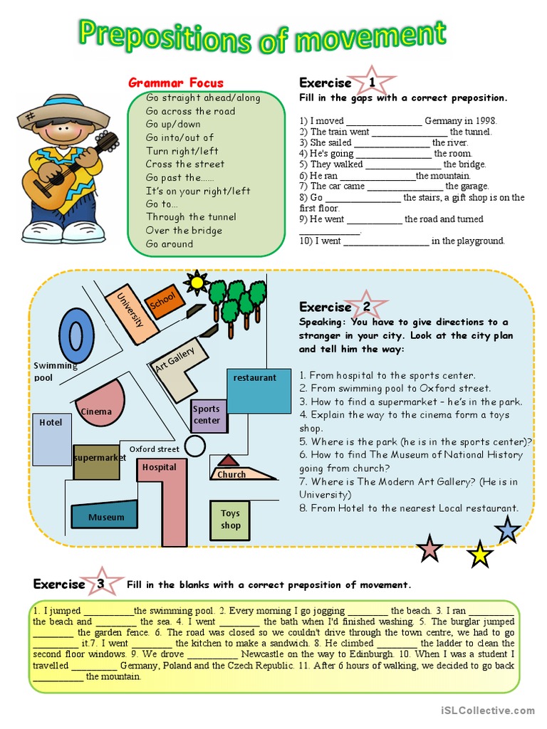 Prepositions of Movement Exercises | PDF