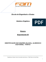 Escola de Engenharia e Exatas: Identificação de Funções (Álcool, Aldeidos E Acetonas) - Parte I