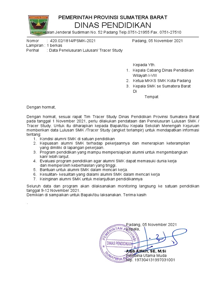 Tracer Study Lulusan SMK 3 Solok 2021 | PDF