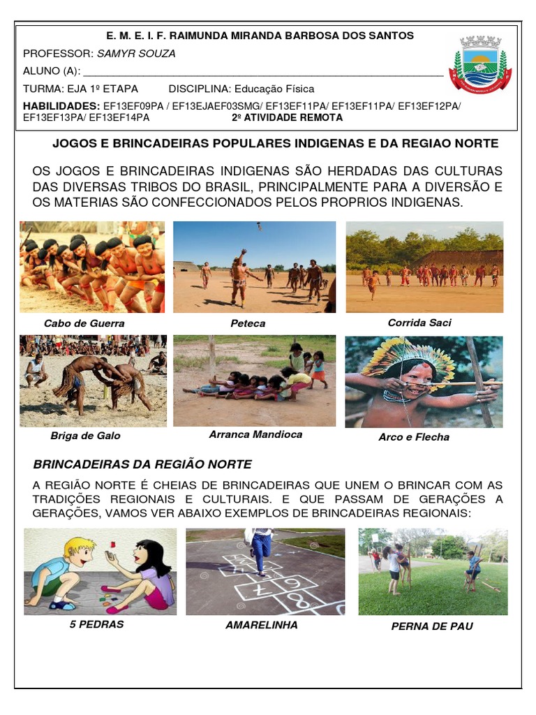 Jogos e brincadeiras populares indígenas e da Região Norte: preservando ...