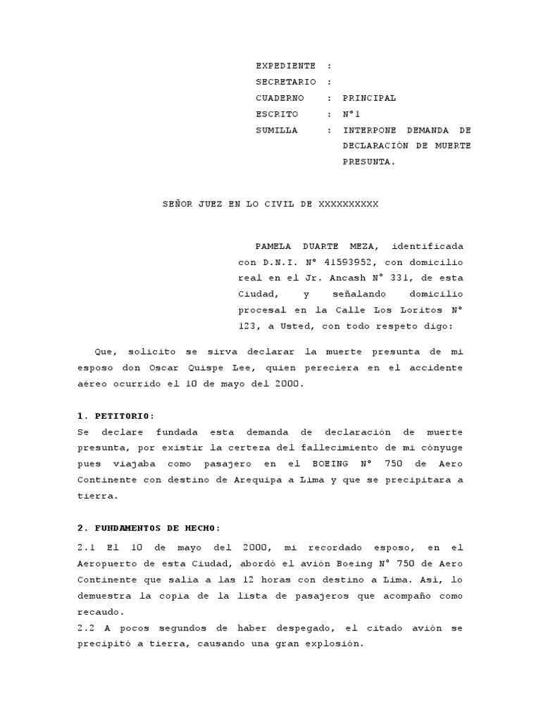 Declaración Judicial de Presunta Muerte | PDF | Gobierno | Aviación