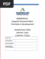 BSBWOR301 Organise Personal Work Priorities & Development Assessment Tasks Learner