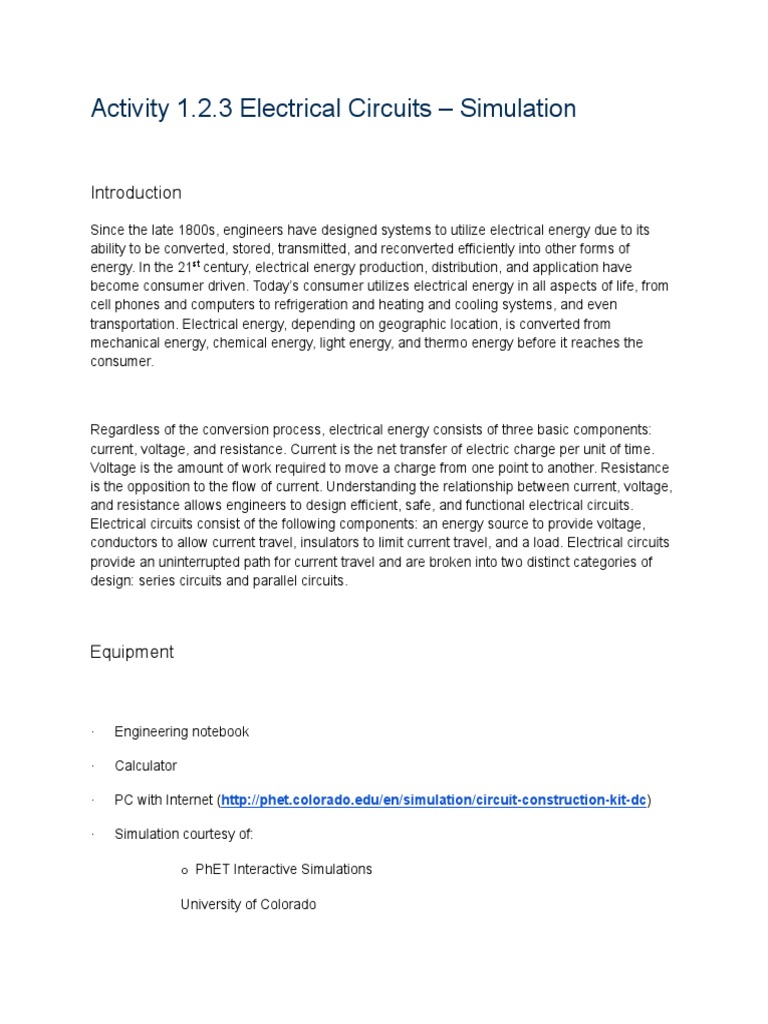 Understanding Electrical Circuits through Hands-On Simulation | PDF ...