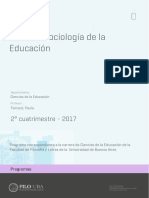 Materia: Sociología de La Educación: 2° Cuatrimestre - 2017