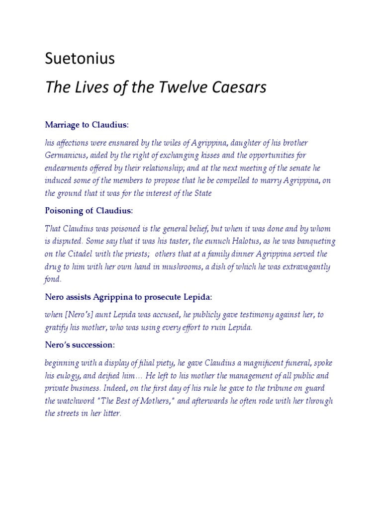 Extracts From Suetonius PDF Nero Claudius
