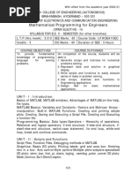 Mathematical Programming For Engineers: Course Objectives Course Outcomes