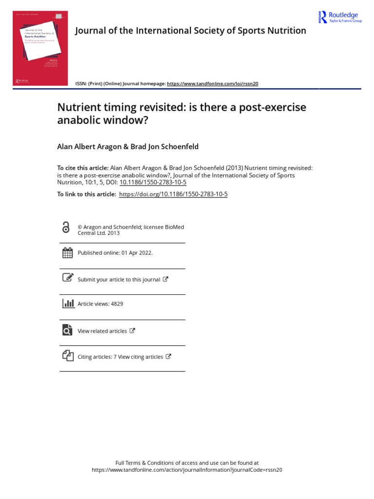 Nutrient Timing Revisited Is There A Post Exercise Anabolic Window ...