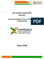 Julio, 2020: Plan Operativo Anual (POA) 2020-2021