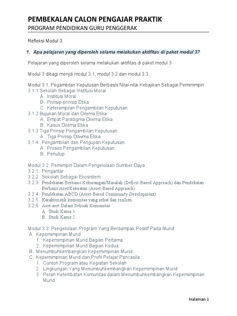 Refleksi Pembelajaran Modul 3 | PDF | Karier & Perkembangan