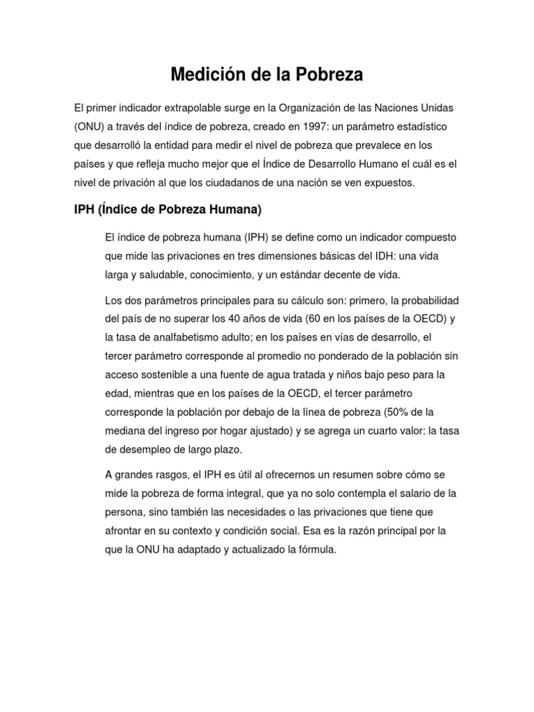 Métodos de Medición de la Pobreza | PDF | Pobreza | Pobreza e indigencia