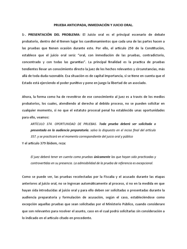 Prueba Anticipada en El Proceso Penal | PDF | Caso de ley | Debido al