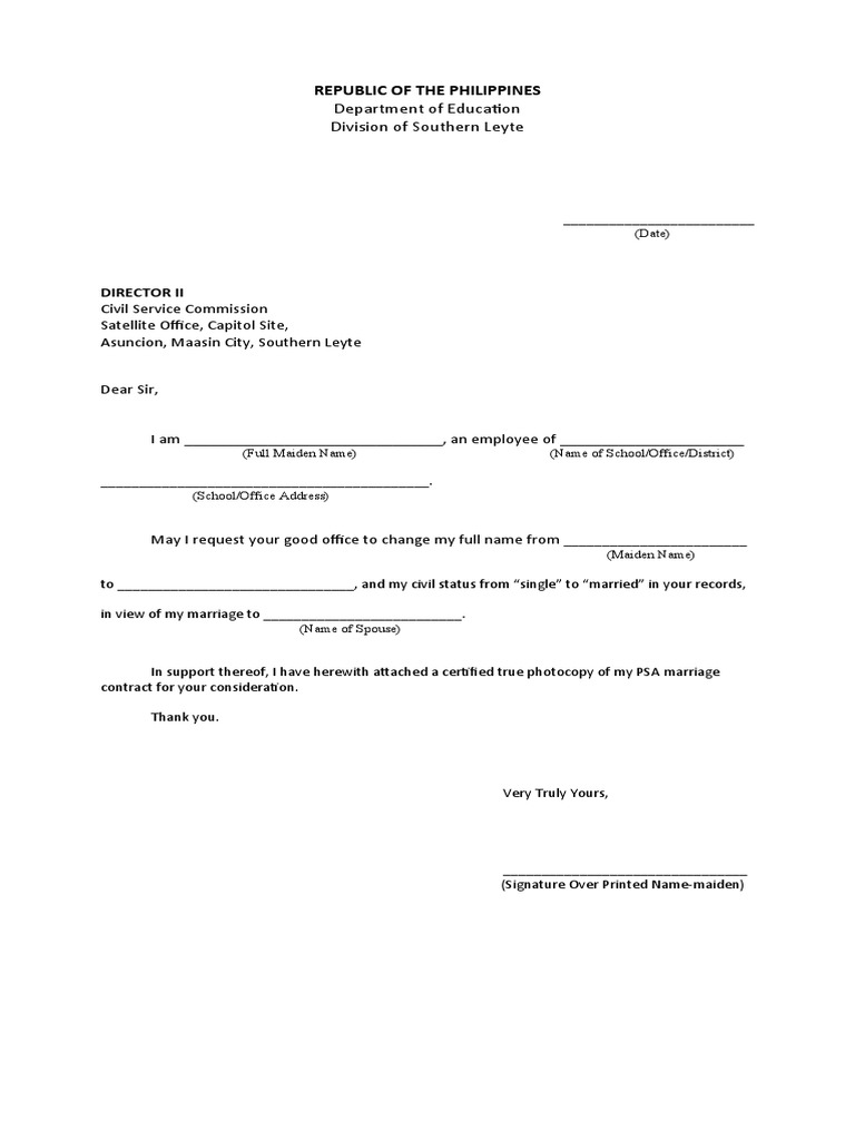 Name Change and Civil Status Update Request | PDF