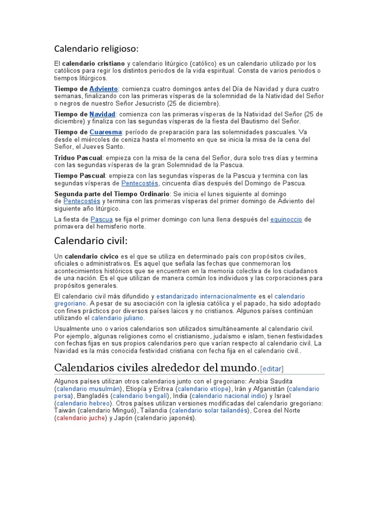 Calendario Religioso | PDF | Pascua de Resurrección | Año litúrgico