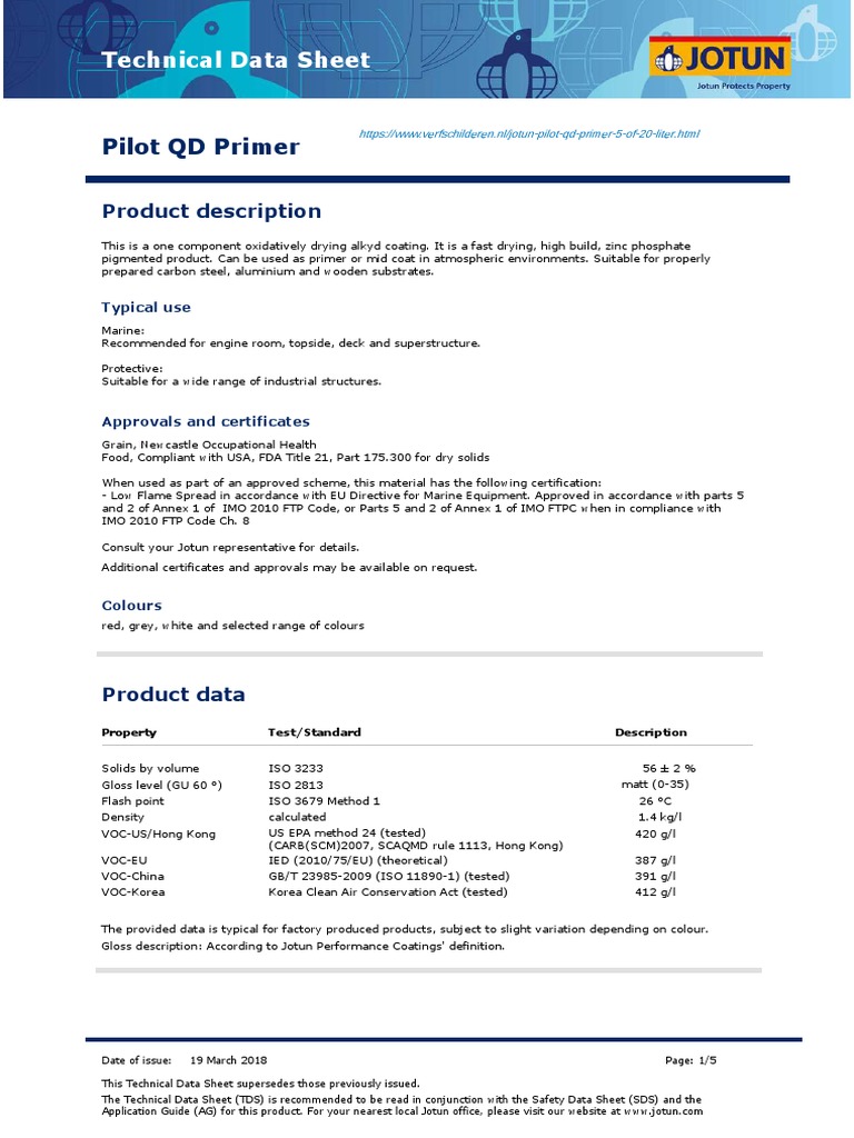 Pilot QD Primer Technical Data Sheet PDF Abrasive Coating