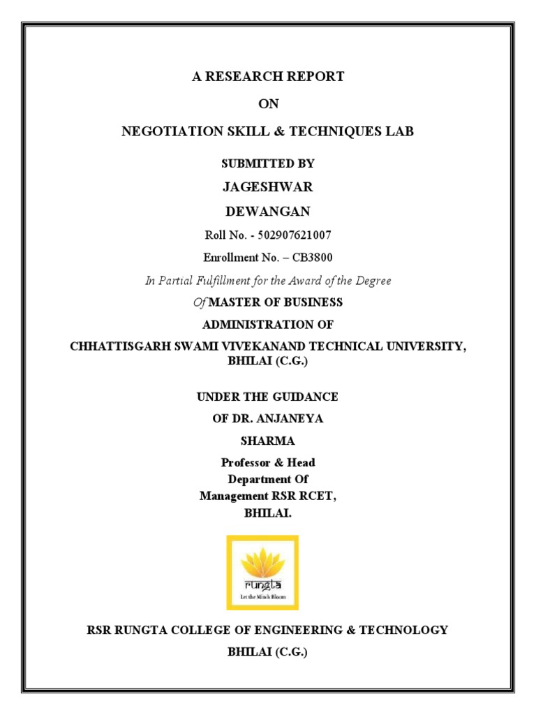 MBA Negotiation Skills Report | PDF | Negotiation | Bargaining