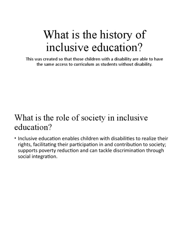 History of Inclusive Education | PDF | Inclusion (Education) | Unesco