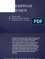 Kepemimpinan Manajemen: Disusn Oleh AGIM MUNAWAR: 22020009 ANGGI DWI YANTI: 22020006